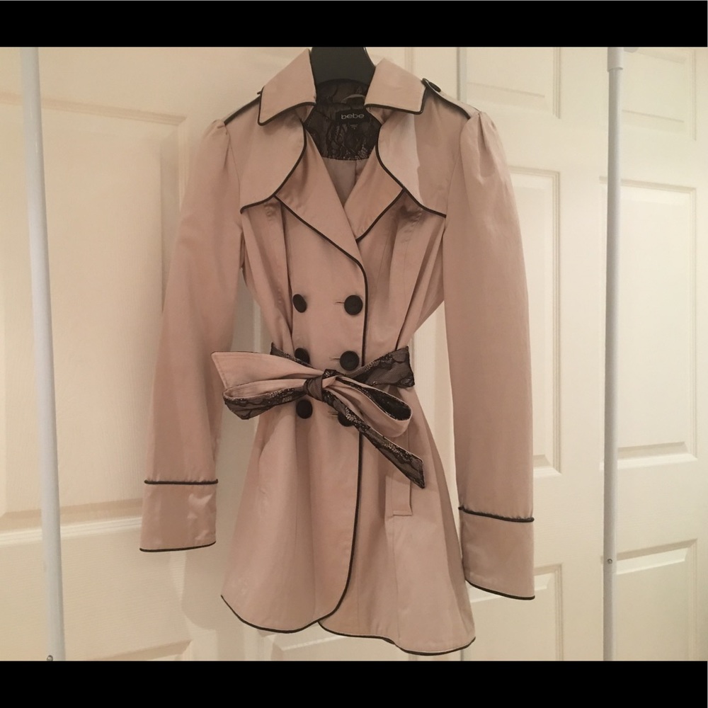 bebe Lace-Lined Trench Coat